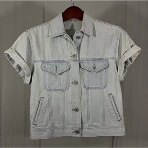 GAP Jean Short Sleeved Jacket 1969 Blue Denim Button Womens Sz XS Light Wash 80s